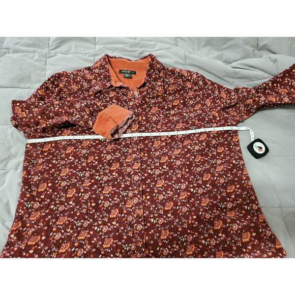 Vintage 90’s Eddie Bauer Women’s Corduroy Floral Button Up Collar Shirt Size XL - Picture 3 of 14